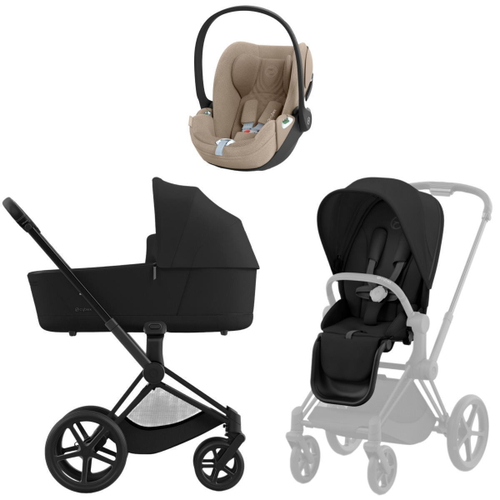 Коляска 3 в 1 Cybex Priam IV Matt Black complete и автокресло Cloud T i-Size Cozy Beige Plus Sepia Black