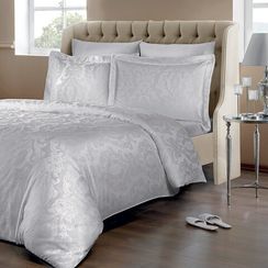 Постельное белье FABIO серый  жаккард deluxe TIVOLYO HOME Турция