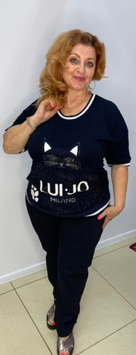 Темно-синий джемпер со стразовым кармашком "кенгуру"