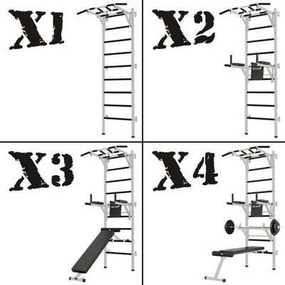 Шведская стенка Record X, с опорой, турник Рукоход, белый (X1)