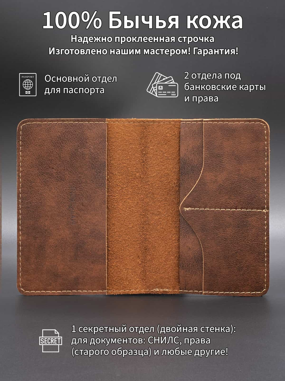 Фото изделие из кожи для паспорта, с описанием.