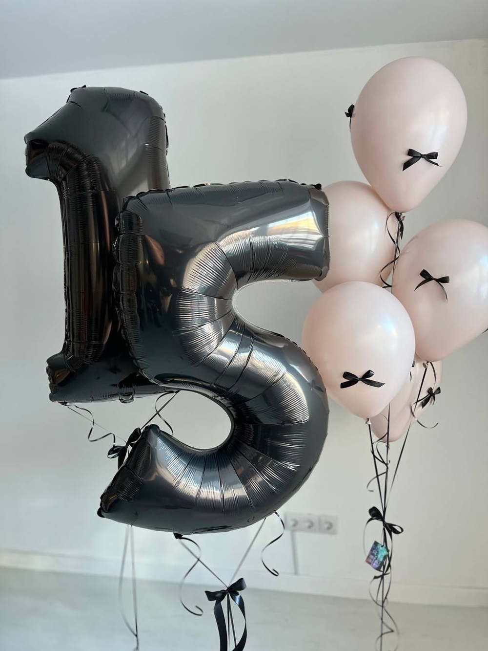 Воздушные шары с бантиками, цифры 15 №2886