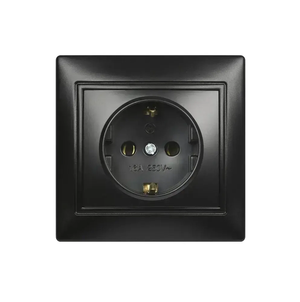 Розетка Smartbuy 1-местная с заземлением 16А, "Венера" (SBE-01b-16-S1-Z-c), черный