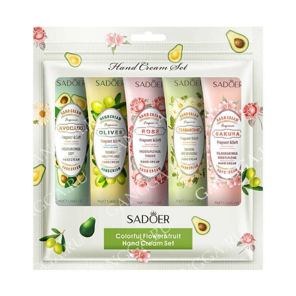 Набор кремов для рук SADOER Colorful Flower&Fruit Hand Cream Set 5х30 мл