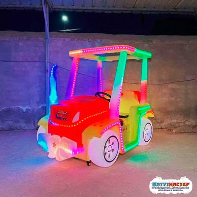 Парковый электромобиль «Весёлый джип» семейный, 2 места, на батареях с подсветкой