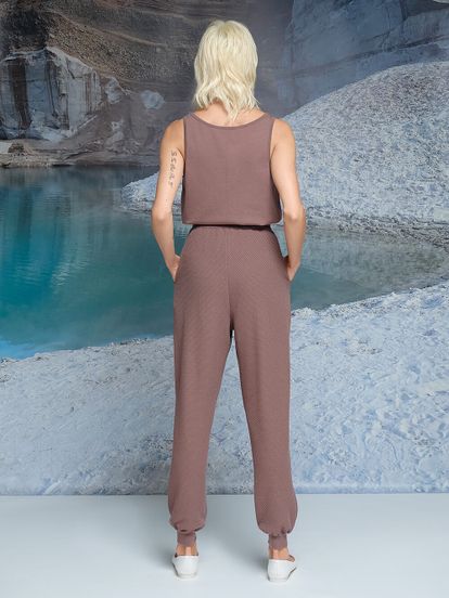 Женские брюки коричневого цвета из 100% шелка - фото 5