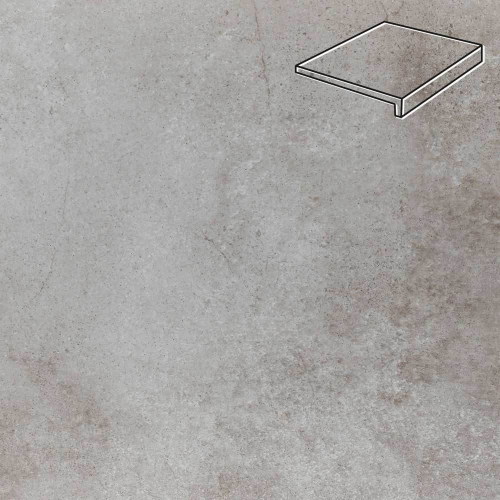 Stroeher - Keraplatte Aera Т 705 beton 294х340х35х11 артикул 9430 - Клинкерная ступень прямоугольная рядовая Loftstufe