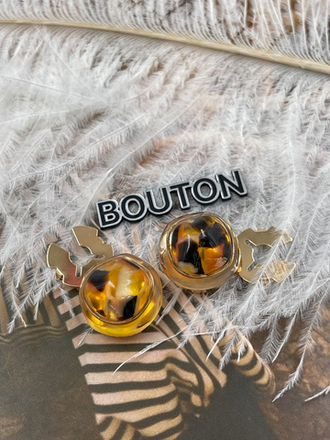 Накладка золотистая с коричневым (леопардовым, черепаховым) камнем