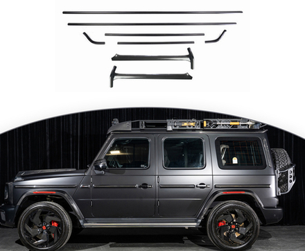 Карбоновые накладки на передние стойки A pillar и молдинги на крышу для Mercedes Benz G class W465 G63 G500 G550 2025+ Гелик Гелентваген