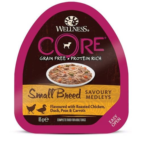 CORE SMALL BREED консервы из курице с уткой, горошком и морковью для собак мел.пород 85 гр