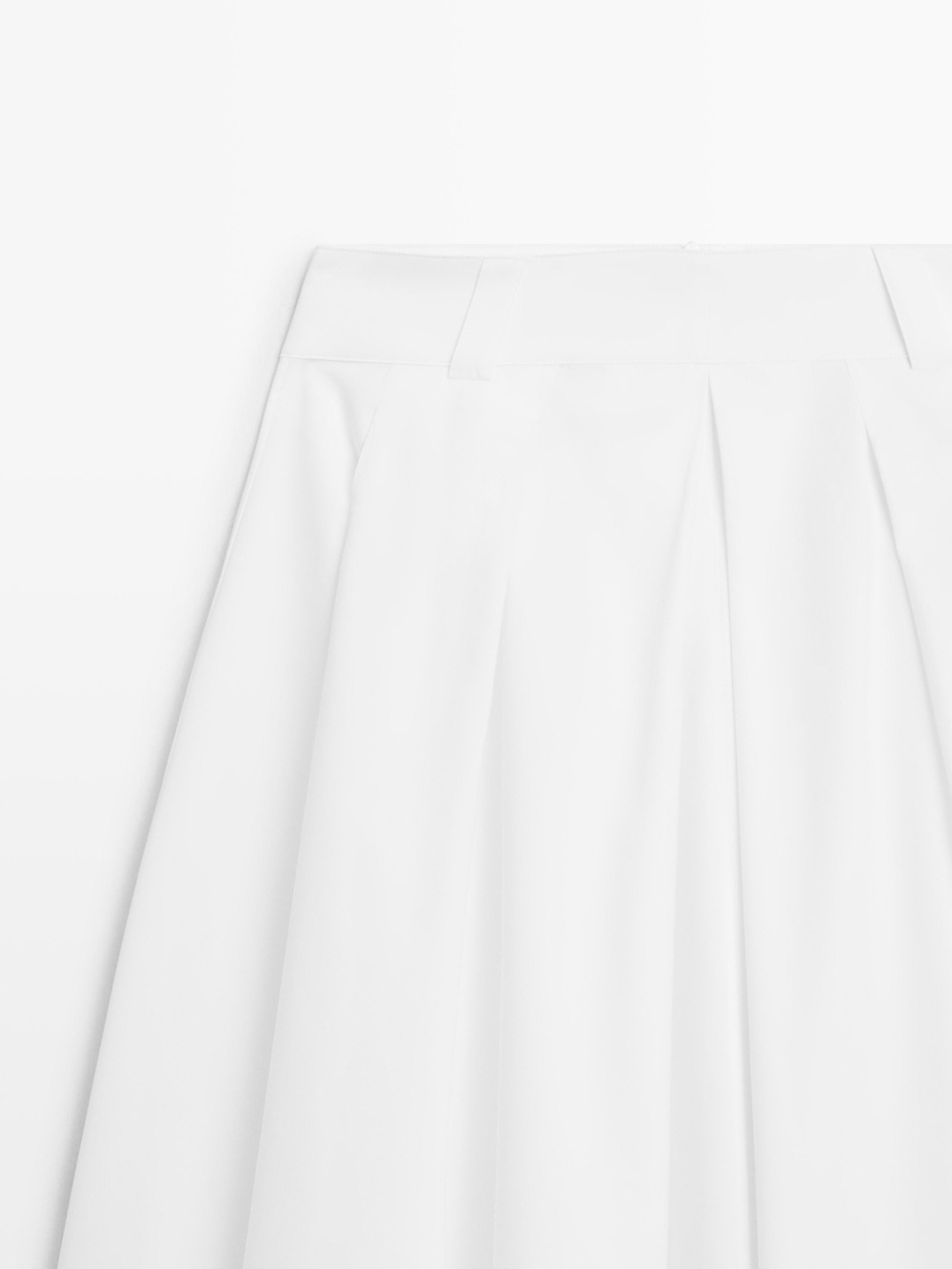 Massimo Dutti Юбка миди с петлями для пояса, белый