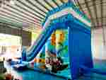 Надувной водный батут-горка с бассейном «Зверопой», размер 9*4*4,5 м