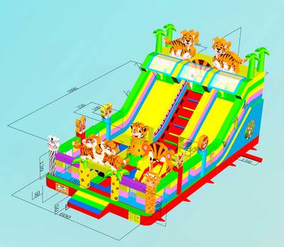 Коммерческий надувной батут «Тигриная страна 4», 10*6*5,5 м
