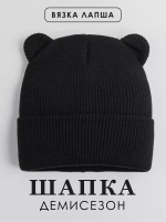 Шапка детская с ушками осенняя