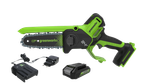 Цепная мини пила аккумуляторная Greenworks GD24CS15, 24V, 15см, бесщеточная, с автоматической смазкой цепи, c АКБ 4Ач и ЗУ ( 2010107UB) в сумке
