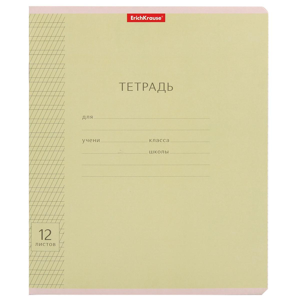 Тетрадь школьная А5 12л частая косая линия, зеленая "Классика Visio" (Erich Krause) микс цветов (комплект 3 шт)