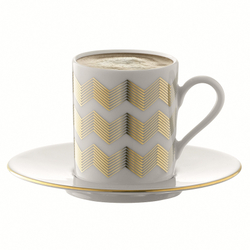 Набор чашек для кофе с блюдцами на 4 персоны 8 предметов LSA International Signature Chevron золото