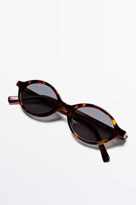 Massimo Dutti Овальные солнцезащитные очки, коричневый