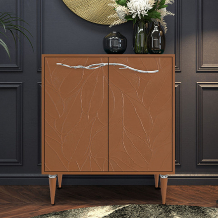 Комод Арт Колор leaves Классик Сильвер с 2 полками Томленый оранжевый