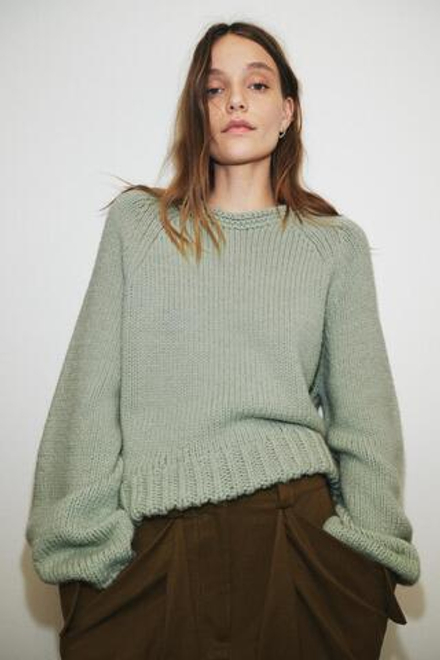 ZARA ТРИКОТАЖНЫЙ СВИТЕР С АСИММЕТРИЧНЫМ НИЗОМ, ЦВЕТ МОРСКОЙ ВОЛНЫ