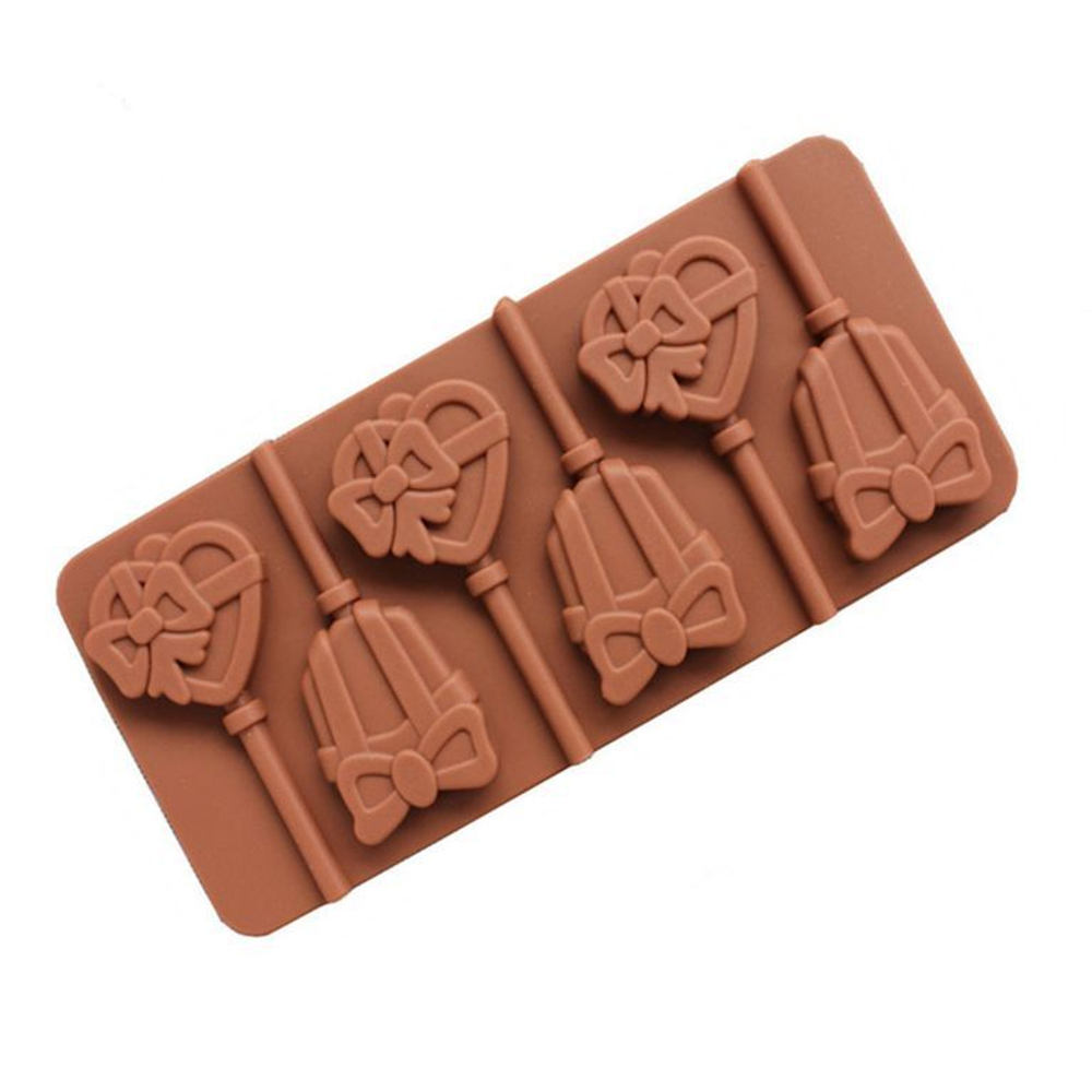 Силиконовая форма для леденцов «Подарок с бантиком», 6 ячеек