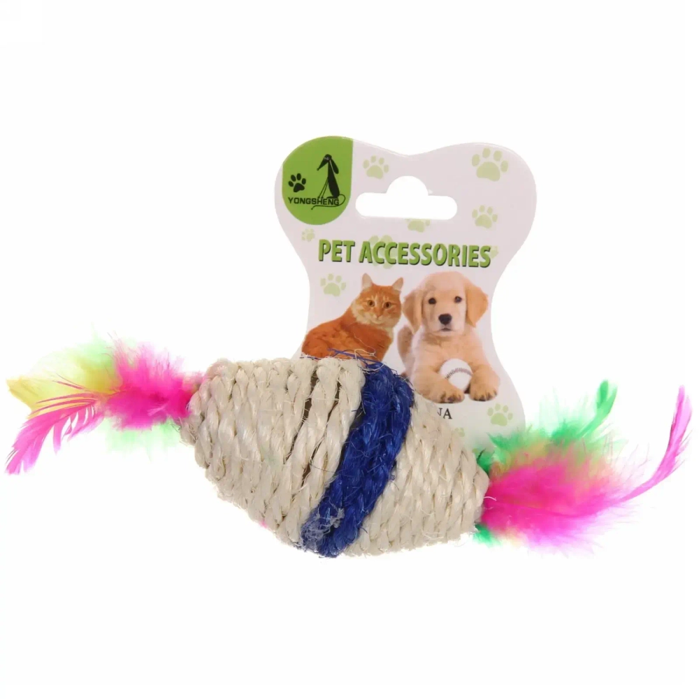 Игрушка для кошек «ИГРУЛИК», с перышками, 15см (блистер)