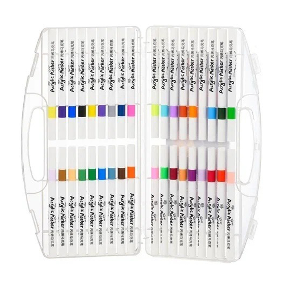 Маркер для скетчинга Basir, акриловый, белый корпус, 36 цветов