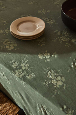 ZARA HOME ЦВЕТОЧНАЯ СКАТЕРТЬ, ЗЕЛЕНЫЙ/СИНИЙ