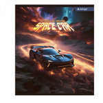 Тетрадь 36 л., А5, клетка, Alingar "Space car", скрепка, офсет, мелованный картон (стандарт), 5 дизайнов в пленке т/у