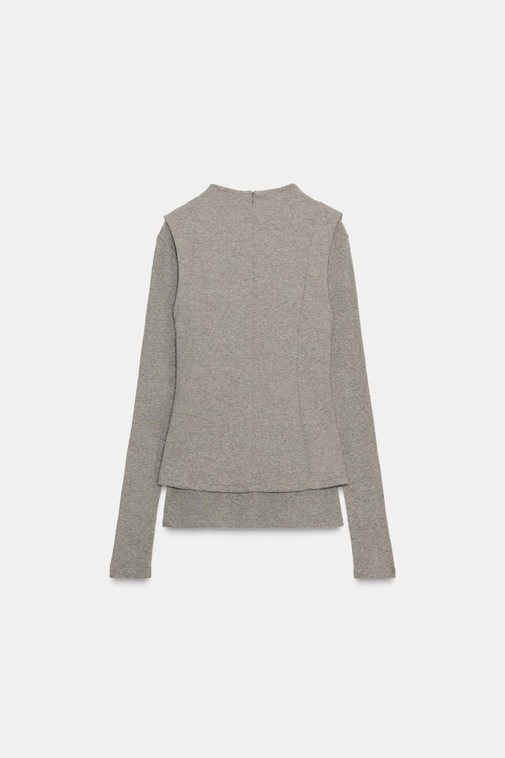 ZARA ТОП С ДВОЙНЫМИ ДЛИННЫМИ РУКАВАМИ, РЫЖЕВАТО-КОРИЧНЕВЫЙ