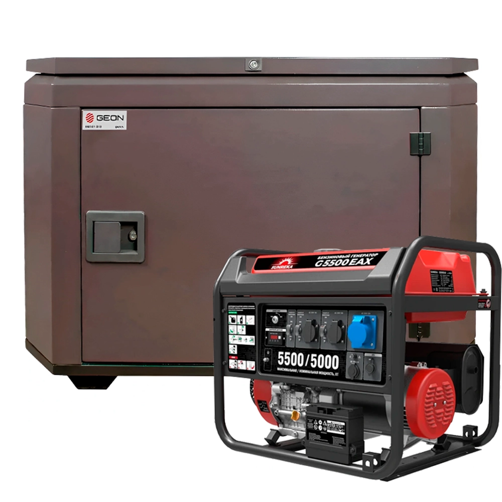 Генератор бензиновый SUNREKA G5500EAX с кожухом Geon 1200 RAL 8019