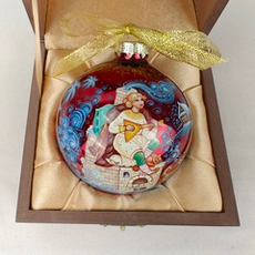 Коллекционный елочный шар с круговой росписью "По-щучьему веленью" в футляре