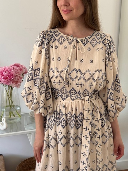 Платье Мари для беременных и кормящих, Кремовый с орнаментом