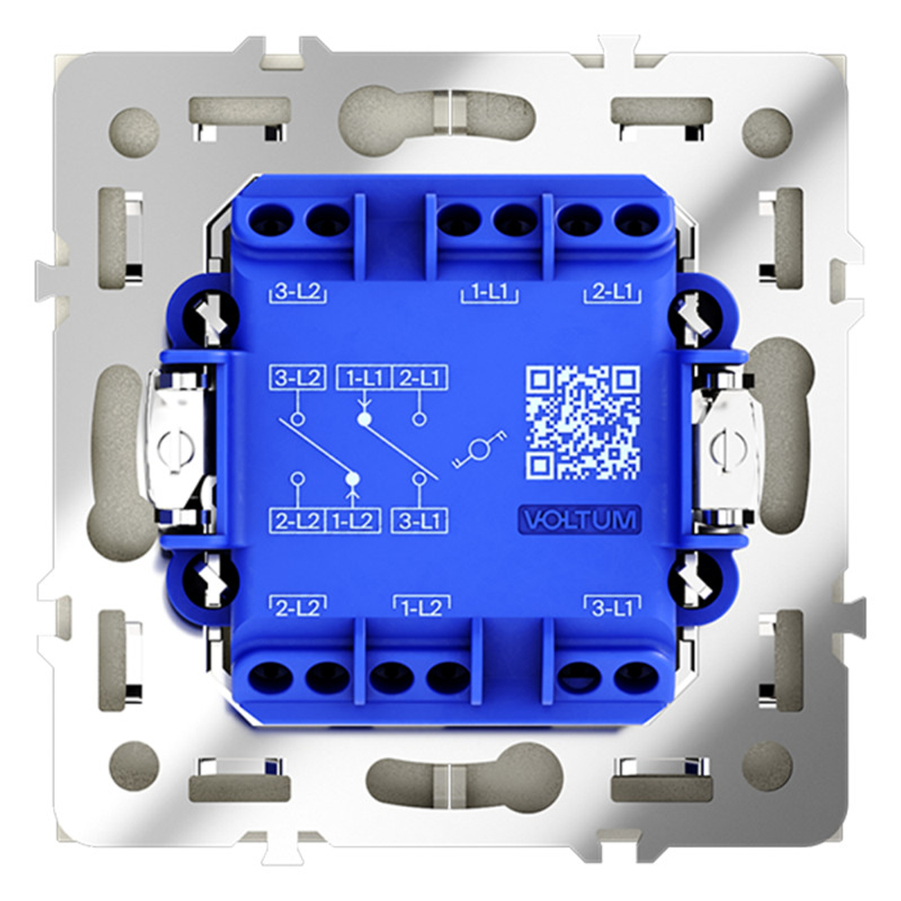 Проходной переключатель встраиваемый VOLTUM S70 двухклавишный 10А, (сталь)