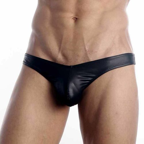 Мужские трусы слипы черные под кожу N2N Leather Black Euro Cut Brief N2N0002