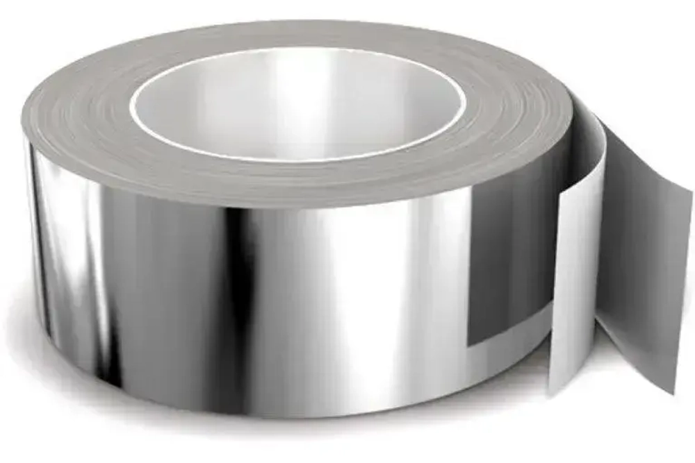 Алюминиевый скотч термостойкий Руфизол 48 мм, 40 м.п., влагостойкая клейкая металлическая лента для бани, вентиляции, труб