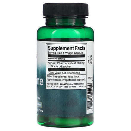 Аминокислоты Swanson, L-лейцин, 500 мг, 60 растительных капсул