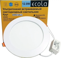 Светильник встраиваемый Ecola круглый даунлайт с драйвером 12W 220V 4200K 170x20