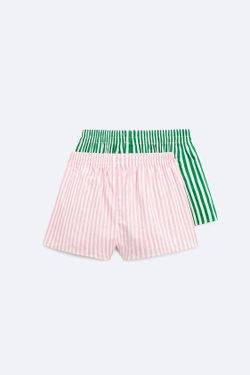 ZARA НАБОР ИЗ ДВУХ ТРУСОВ-БОКСЕРОВ ИЗ ПОПЛИНА В КОНТРАСТНУЮ ПОЛОСКУ, РАЗНОЦВЕТНЫЙ