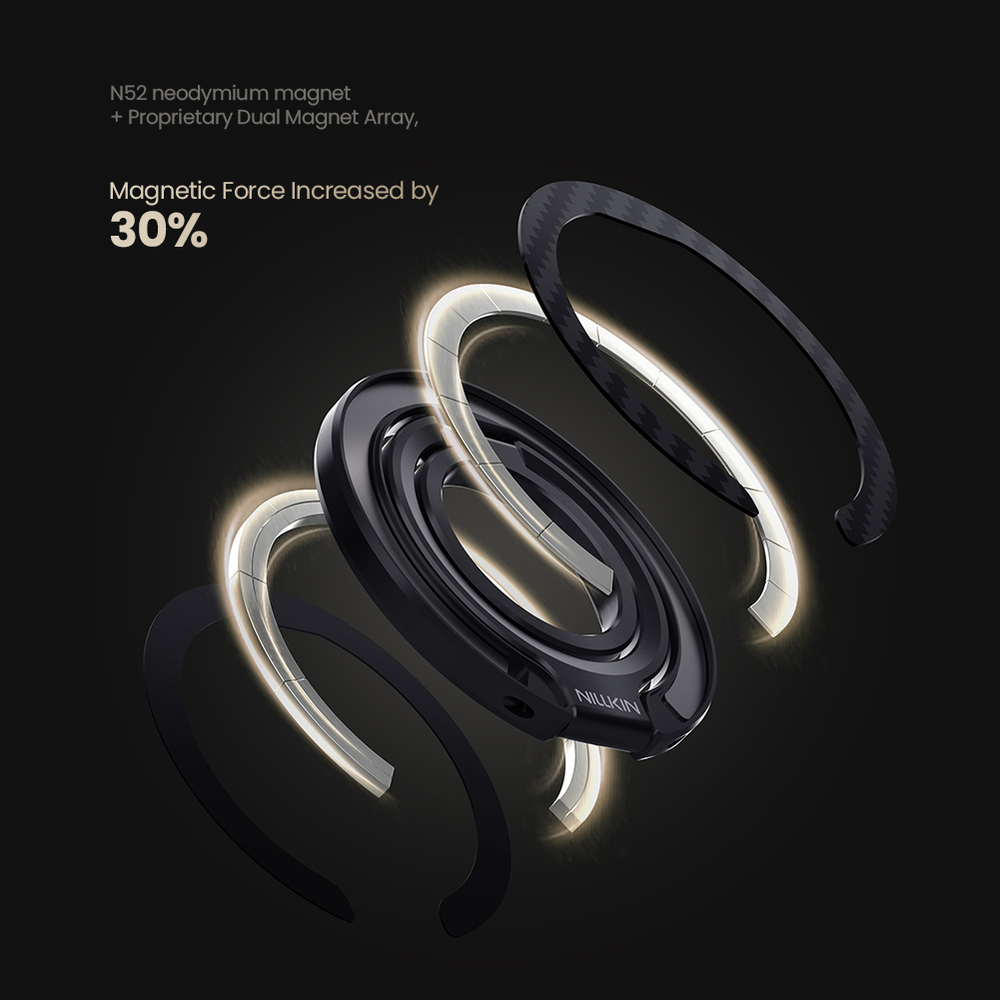 Магнитная подставка-держатель покрытый черным арамидным волокном (карбон), серия FiberSnap Ring Kevlar от Nillkin