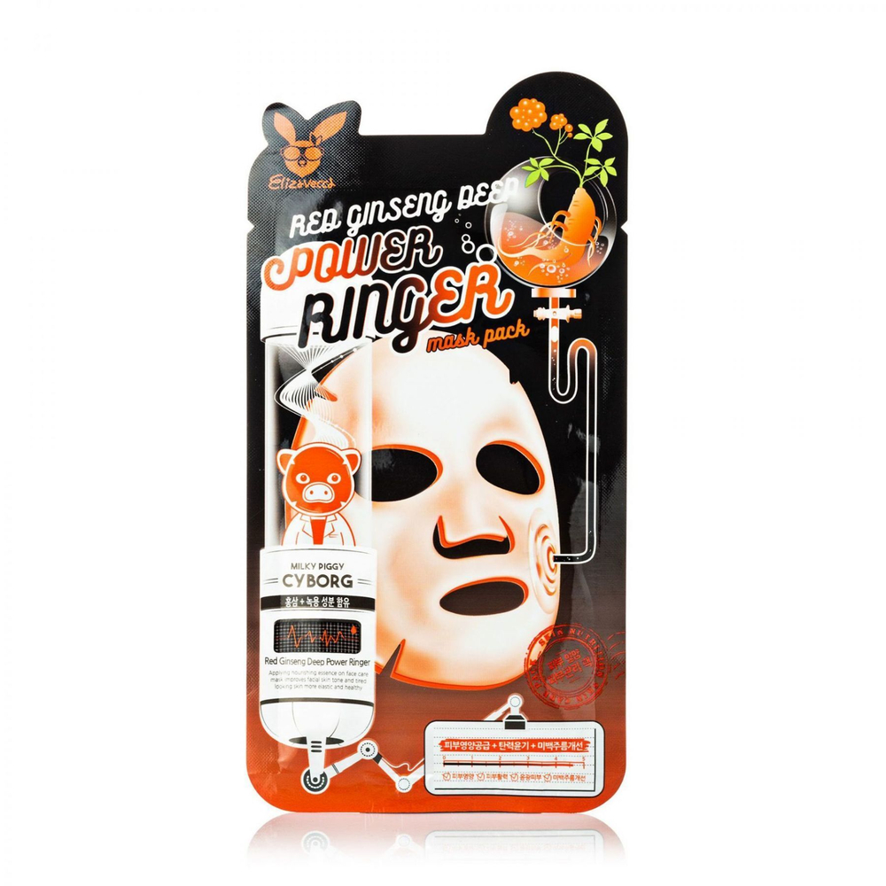 Тканевая маска омолаживающая с женьшенем Elizavecca Red Ginseng Deep Power Ringer Mask Pack 23 мл.