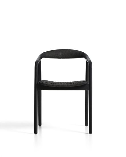 Уличный стул Derile из массива дуба и веревки в черной отделке