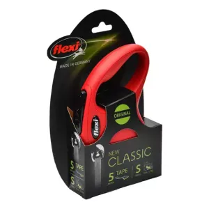 Поводок-рулетка Flexi New Classic S (до 15 кг) 5 м лента красная