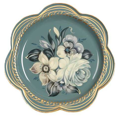 Жостовский поднос декоративный, размер 18 см (A1), металлический