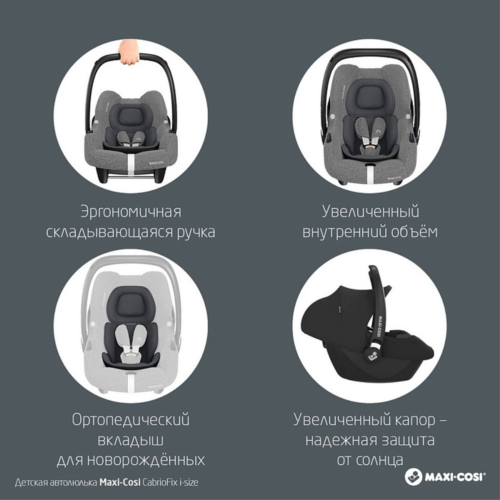 Детская коляска Maxi-Cosi Leona2 Oria 3 в 1 с автокреслом CabrioFix Select grey 1204390110 Twillic Black/1507050110 Essential Grey