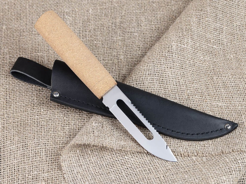 Рыбацкий нож "Поплавок", сталь 65х13, рукоять пробковое дерево