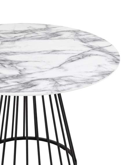 Стол Nels Ø110 см, белый мрамор, черная ножка