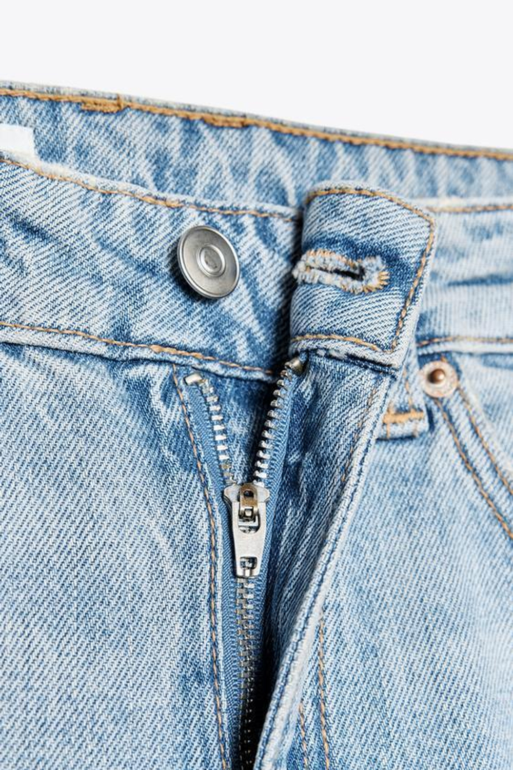 ZARA ДЖИНСЫ TRF ПРЯМОГО КРОЯ С ВЫСОКОЙ ПОСАДКОЙ, ГОЛУБОЙ