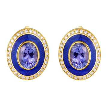 Серьги с Танзанитами, эмаль, E0084-4/5
