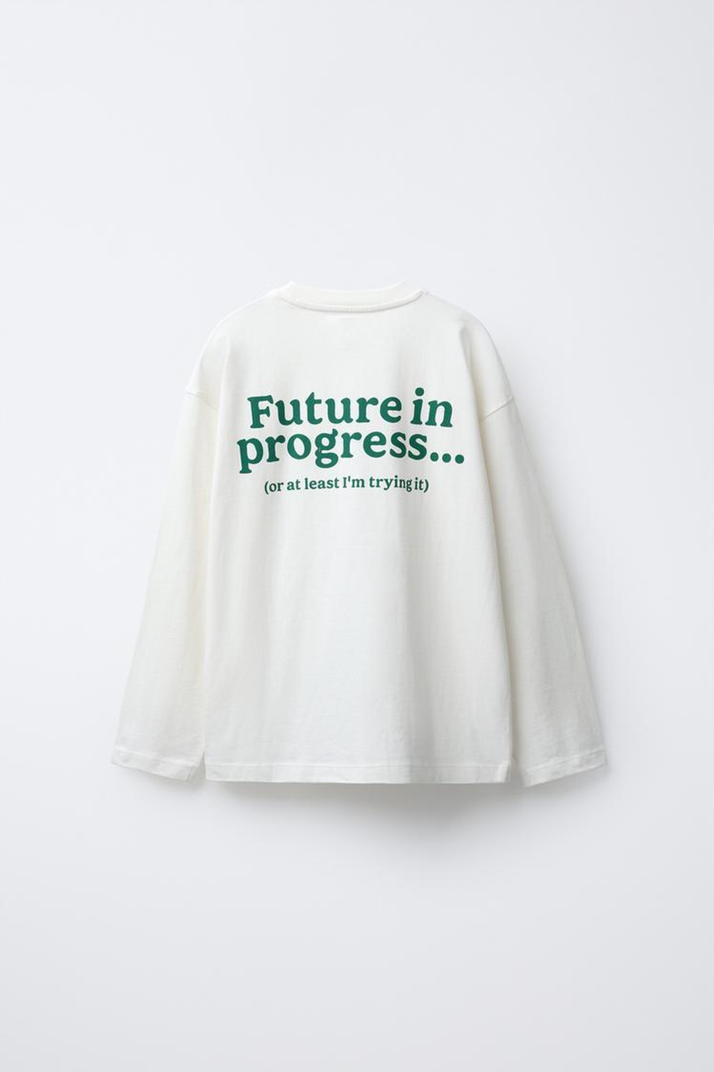 ZARA ФУТБОЛКА С ТЕКСТОВЫМ ПРИНТОМ, БЕЛЫЙ